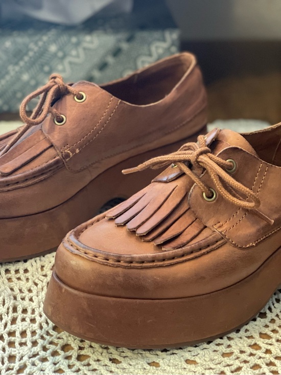 Kork-Ease Shoes - Kork-Ease Tan Leather Fringe Platform Oxfords